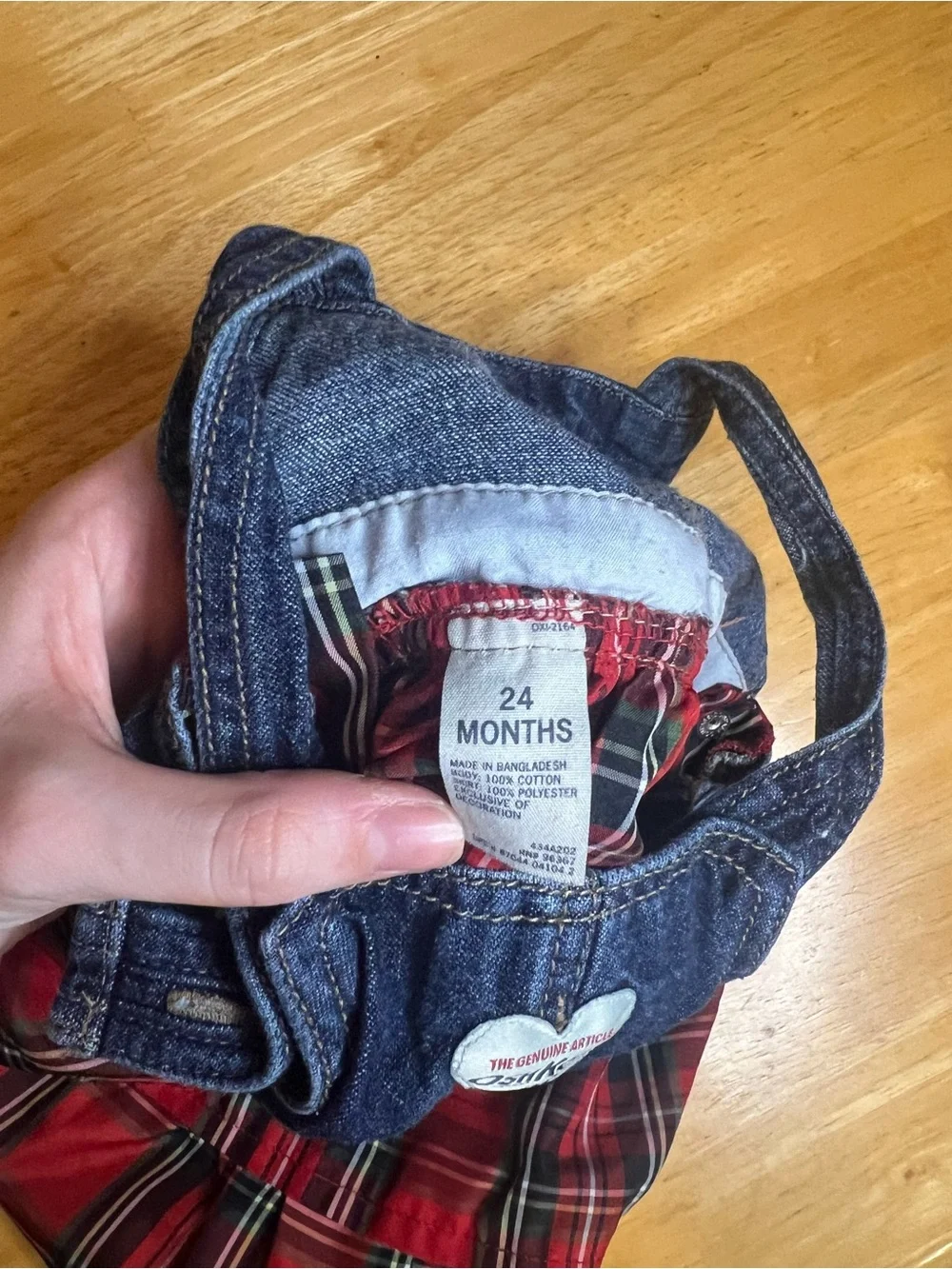 OshKosh B'gosh Denim Top Red Plaid Tiered Dress